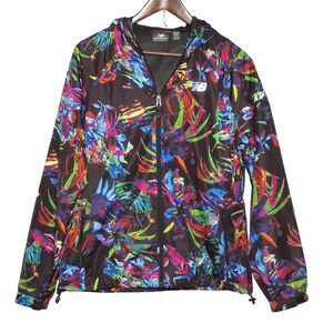 New Balance Women's Hooded Windbreaker Colorful  Abstract Floral L Fitness